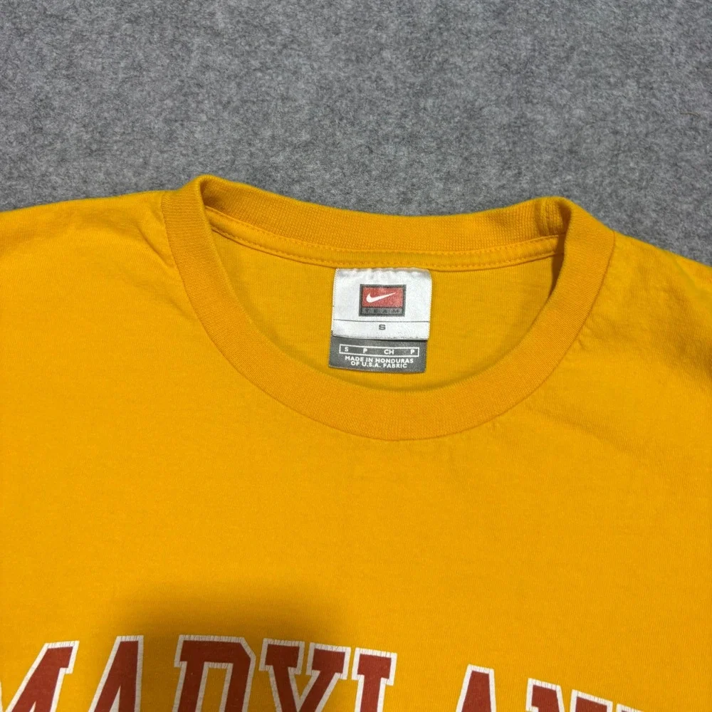 Nike Team Maryland Terrapins T-Shirt Mens Small Yellow Short Sleeve Crew Neck